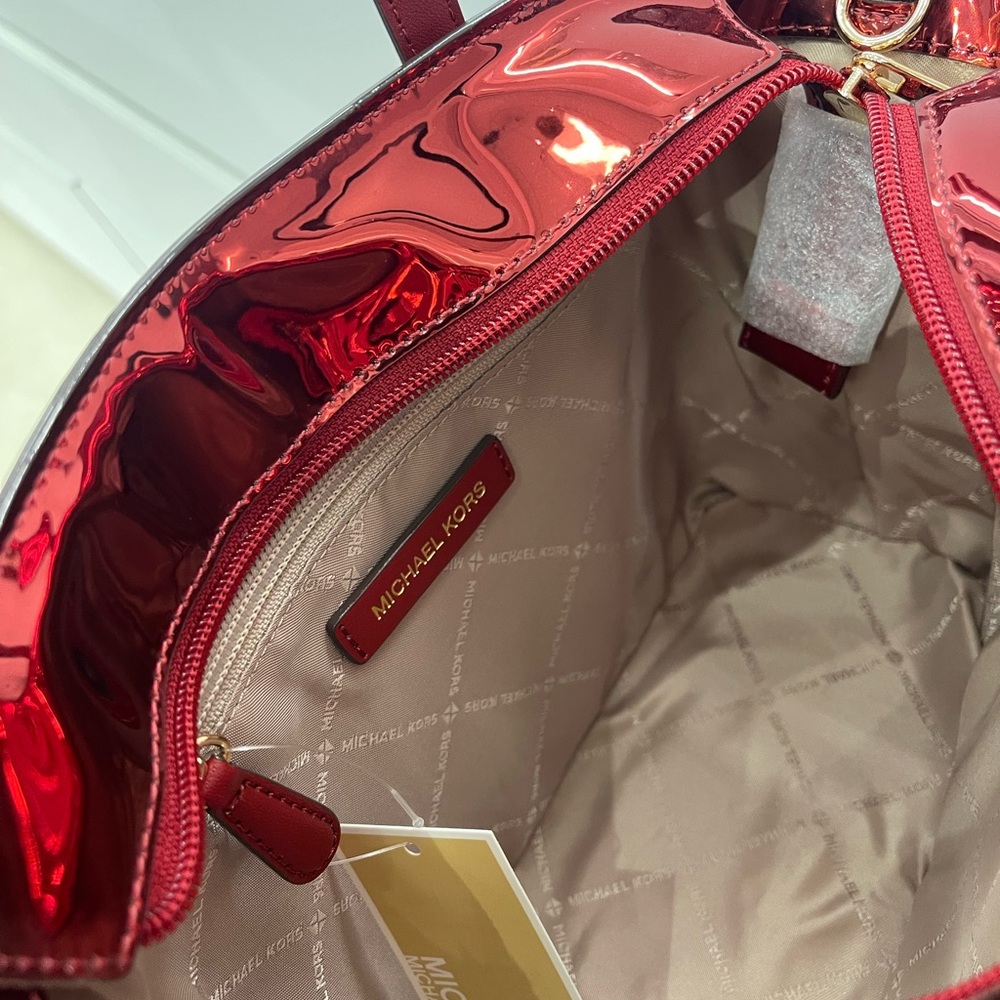 MICHAEL KORS Jet Set Extra-Sm Metallic Logo Debossed Convertible TZ Tote Crossbd - Picture 6 of 16